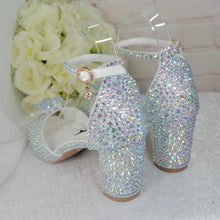 Load image into Gallery viewer, Sparkling Cinderella Wedding Shoes, Swarovski Crystal Block Heel Shoe, Custom Bridal Sandals