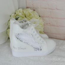 Load image into Gallery viewer, Personalised Wedge Heel Wedding Trainers
