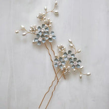 Load image into Gallery viewer, Bridal Hair Pins - Forget Me Not Something Blue Wedding Hair Accessories Set of 3
