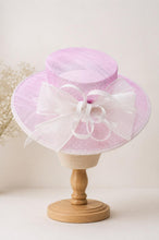Load image into Gallery viewer, Handmade Light Blue Large Fascinator Hat with Bow and Feathers