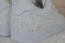 Load image into Gallery viewer, Personalised Embroidered Genuine Nike Air Force 1 AF1 Trainers for Bride, Customised Bridal Sneakers, Alternative Wedding Shoes