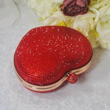 Load image into Gallery viewer, Red Crystal Bag Heart Purse Handmade Rhinestone Bling Clutch with Chain Strap