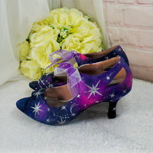 Load image into Gallery viewer, Hand-Painted Galaxy Wedding Shoes – Celestial Peep-Toe Heels