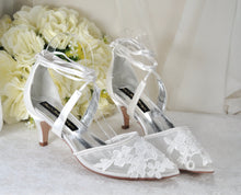 Load image into Gallery viewer, Bridal Embroidered Shoes - Floral Wedding Sandals With Low Heel Comfort • UK6/US8.5