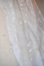 Load image into Gallery viewer, White Embroidered Celestial Bridal Veil, Soft Tulle with Sequin Stars Wedding Veil