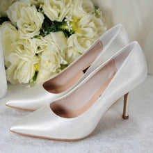 Load image into Gallery viewer, Classic Satin Pointed Toe Stiletto Shoes | 8cm, 10cm, 12cm Bridal Court Shoes | Large Sizes