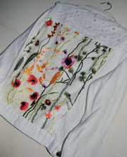 Load image into Gallery viewer, White Floral Bridal Jacket with Pearls - Size Medium