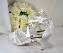 Load image into Gallery viewer, Bridal Embroidered Shoes - Floral Wedding Sandals With Low Heel Comfort • UK6/US8.5