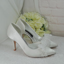 Load image into Gallery viewer, Ivory D'Orsay Wedding Heels with Bow
