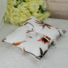 Load image into Gallery viewer, Luxury Autumn Leaf Floral wedding ring pillow, Flower ring bearer pillow with Embroidery and satin ribbons, keepsake gift