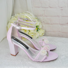 Load image into Gallery viewer, Blush Pink Block Heel with 3D Flower