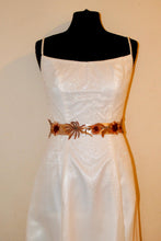 Load image into Gallery viewer, Floral Appliqué Bridal Belt: Embroidered Autumn Wedding Sash