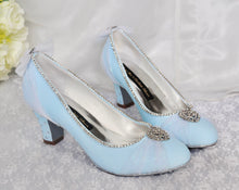 Load image into Gallery viewer, Cinderella Princess Costume Shoes: Something Blue Block Heel Bridal Pumps