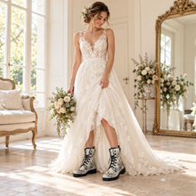 Load image into Gallery viewer, Custom Printed Combat Boots – Alternative Bridal Wedding Shoes