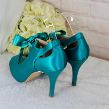 Load image into Gallery viewer, Peep Toe Bridal Booties: Satin Heeled Boots - Size UK5/US7.5