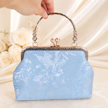 Load image into Gallery viewer, Floral Bridal Clutch: Luxury Blue Lace Embroidered Bag, Detachable Chain