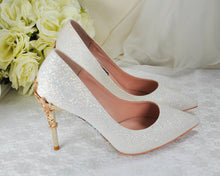 Load image into Gallery viewer, Ivory Wedding Shoes - Handmade Bridal Shoes with Filigree Vine Heels, 9cm Heel  (UK5/US7.5)
