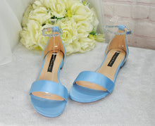 Load image into Gallery viewer, Something Blue Flat Bridal Sandals, Open Toe Wedding Shoes Size UK5/US7.5
