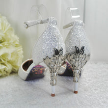 Load image into Gallery viewer, White Glitter Fairytale Bridal Shoes - UK4 - Ready to Dispatch