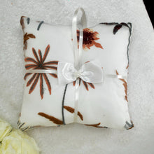 Load image into Gallery viewer, Luxury Autumn Leaf Floral wedding ring pillow, Flower ring bearer pillow with Embroidery and satin ribbons, keepsake gift