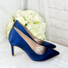 Load image into Gallery viewer, Pink Satin Pointed Toe Stiletto Shoes: Coloured Court Shoes