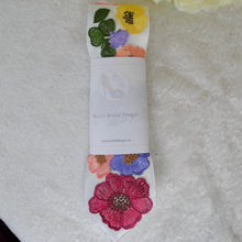 Load image into Gallery viewer, Embroidered Wildflower Tie: White Satin Floral Necktie, Wedding Groom