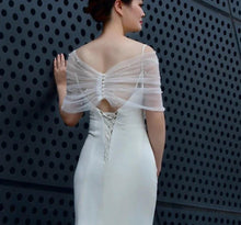 Load image into Gallery viewer, Pearl Tulle Bolero and Glove Set: Wedding Dress Topper