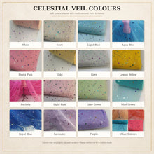 Load image into Gallery viewer, Multicoloured Celestial Wedding Veil – Stars & Moons Bridal Veil in Custom Colours