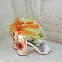 Load image into Gallery viewer, Bridal Block Heel Sandals – Autumn Embroidered Wedding Shoes