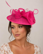 Load image into Gallery viewer, Fuchsia Satin Fascinator and Clutch Bag Set: Handmade Wedding Outfit