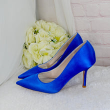 Load image into Gallery viewer, Pink Satin Pointed Toe Stiletto Shoes: Coloured Court Shoes