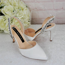 Load image into Gallery viewer, Satin Slingback Sandals: Crystal Bridal Shoes UK4 / US6.5