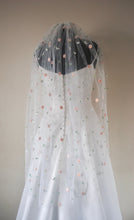 Load image into Gallery viewer, Floral Wedding Veil - Handmade Delicate Embroidered Flower Veil 100cm Fingertip