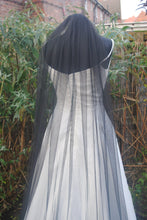 Load image into Gallery viewer, 100cm Black Wedding Veil - Fingertip Length Sheer Tulle Veil With Silver Comb