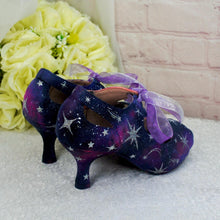 Load image into Gallery viewer, Hand Painted Celestial Wedding Shoes: Glitter Star Bridal Heels (UK4/US6.5)