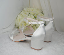 Load image into Gallery viewer, Bridal Block Heel Sandals - Custom Bridesmaid Shoes With Cushioned Soles • Size UK5/US7.5
