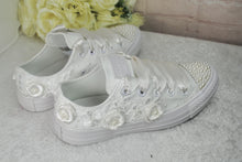 Load image into Gallery viewer, Personalized Converse Wedding Sneakers: Bridal Shoes with Initials - UK3/US5.5