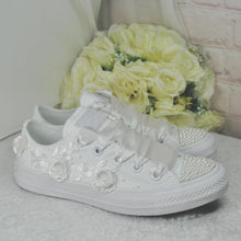 Load image into Gallery viewer, Personalized Converse Wedding Sneakers: Bridal Shoes with Initials - UK3/US5.5