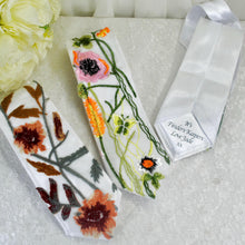 Load image into Gallery viewer, Personalised Embroidered Wildflower Satin Tie: Secret Garden Wedding Necktie