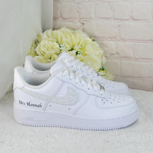 Load image into Gallery viewer, Personalised Genuine AF1 Air Force 1 Trainers for Bride or Groom, Customised Bridal Sneakers, Alternative Wedding Shoes