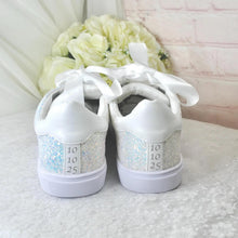Load image into Gallery viewer, Silver Glitter Bridal Trainers