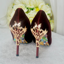 Load image into Gallery viewer, Burgundy Velvet Wedding Heels