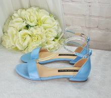 Load image into Gallery viewer, Something Blue Flat Bridal Sandals, Open Toe Wedding Shoes Size UK5/US7.5