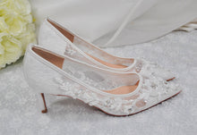 Load image into Gallery viewer, Low Heel Lace Bridal Pumps with Floral Beading - UK7 - Ready to Dispatch