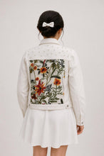 Load image into Gallery viewer, Custom Autumn Flower Embroidered Bridal Denim Jacket with Pearls