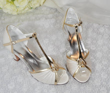 Load image into Gallery viewer, Vintage Style Ivory Block Heel Sandals: Ivory Mary Jane Bridal Shoes UK8/US10.5