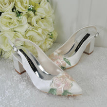 Load image into Gallery viewer, Ivory Block Heel Bridal Shoes - UK3 - Ready to Dispatch