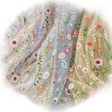 Load image into Gallery viewer, Meadow Flower Embroidered Tulle Fabric – Nine Colours – By the Yard