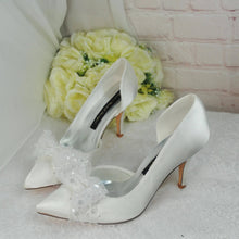Load image into Gallery viewer, Ivory D'Orsay Wedding Heels with Bow