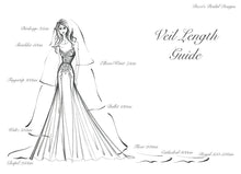 Load image into Gallery viewer, White Embroidered Celestial Bridal Veil, Soft Tulle with Sequin Stars Wedding Veil